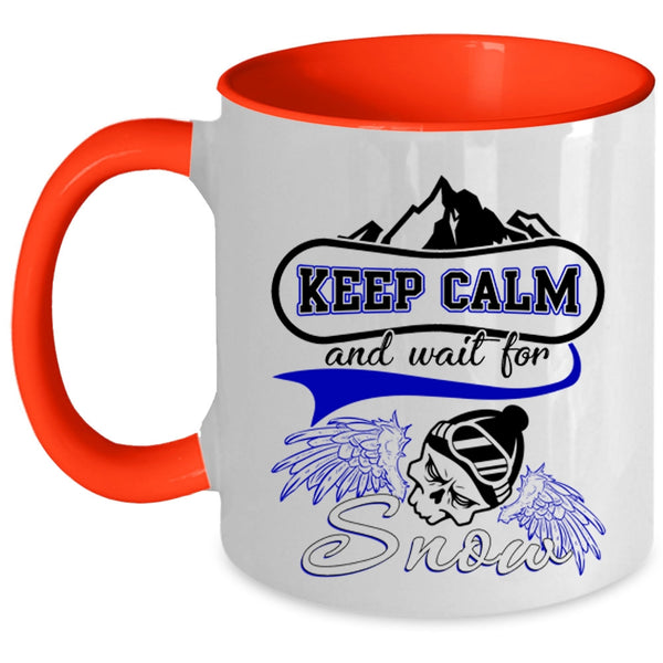 Funny Skiing Coffee Mug, Keep Calm And Wait For Snow Accent Mug