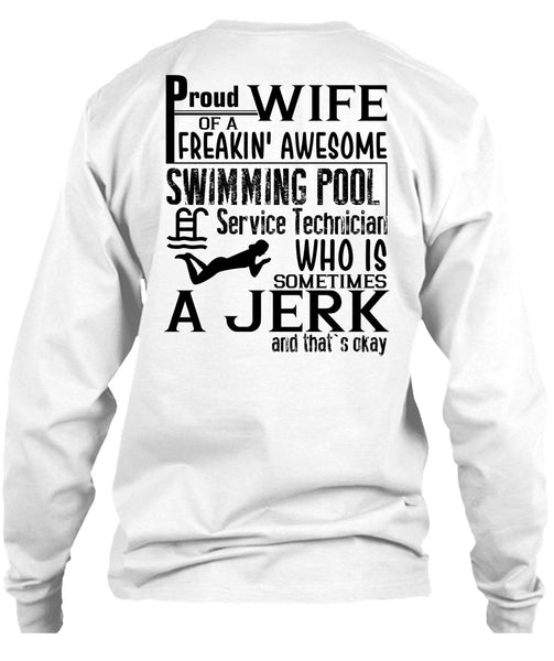 Proud Wife Of A Freaking Awesome Swimming T Shirt, I Love Swimmer T Shirt