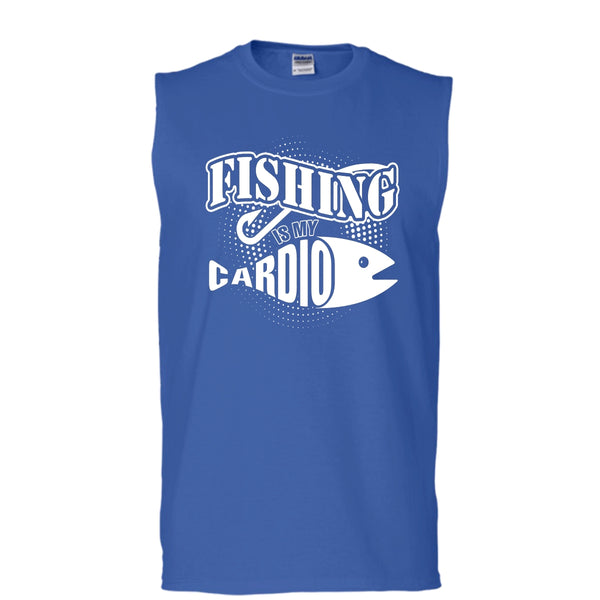 Fishing Is My Cardio T Shirt, Coolest Hooker Tank Top (Men's Cotton Sleeveless)