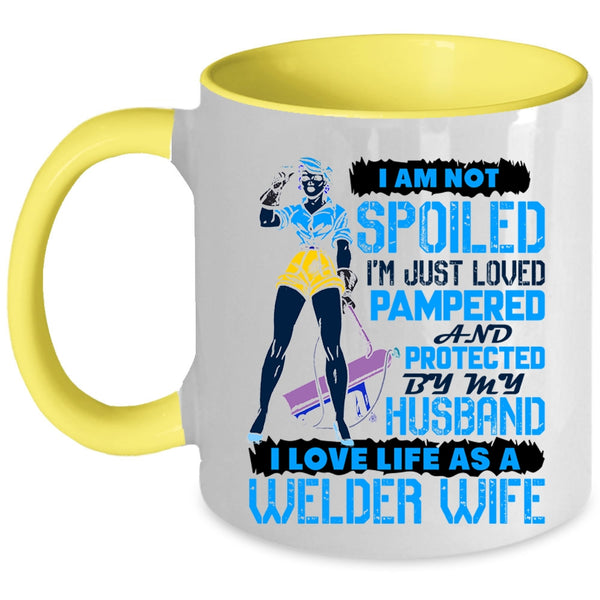 Cool Welder Wife Coffee Mug, I Love Life As A Welder Wife Accent Mug
