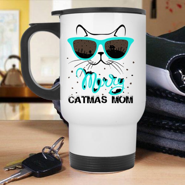 Noel Christmas Travel Mug, Merry Catmas Mom Mug