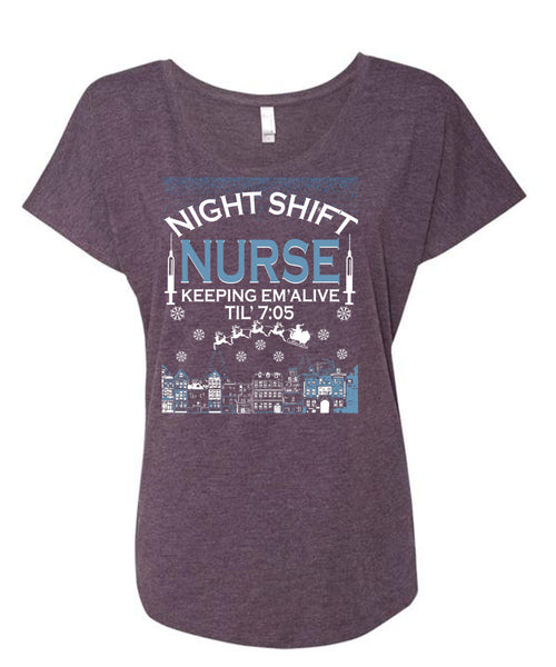 Night Shift Nurse Keeping T Shirt, This Girl Loves Christmas T Shirt, Cool Shirt (Ladies' Triblend Dolman Sleeve)