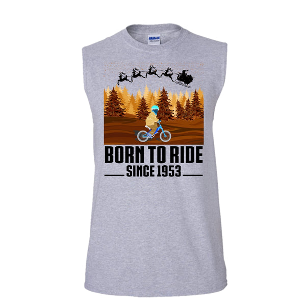 Born To Ride Since 1953 T Shirt, Biker Merry Christmas T Shirt, Awesome t-shirts (Men's Cotton Sleeveless)