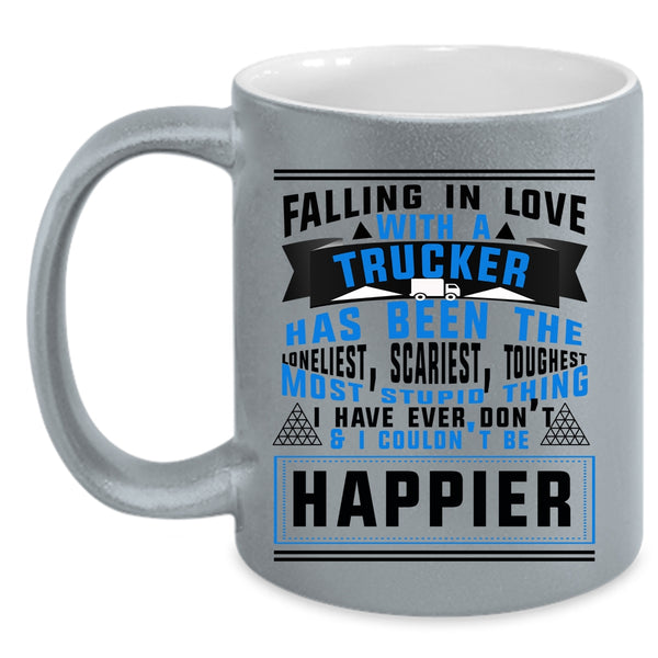 I Love Truck Driver Coffee Mug, Falling In Love With A Trucker Accent Mug