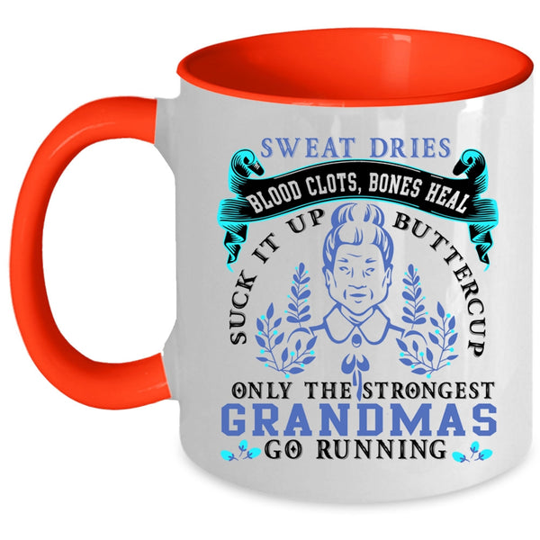 Cute Mom Coffee Mug, Only The Strongest Grandmas Go Running Accent Mug