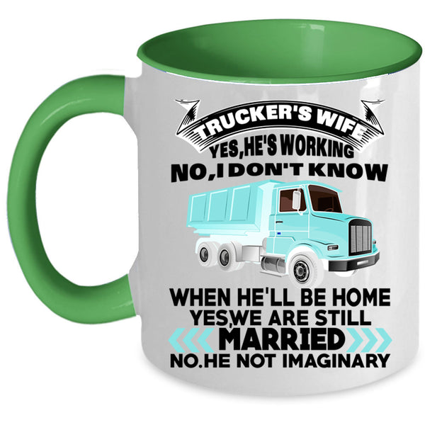 Cool Just Married Coffee Mug, Trucker's Wife Accent Mug