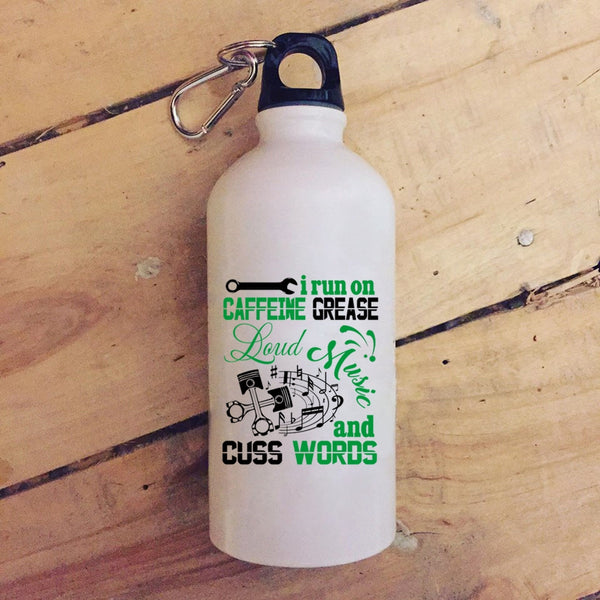 I Run On Caffeine Grease Loud Music 20 oz Stainless Steel Bottle,Cute Musician Outdoor Sports Water Bottle