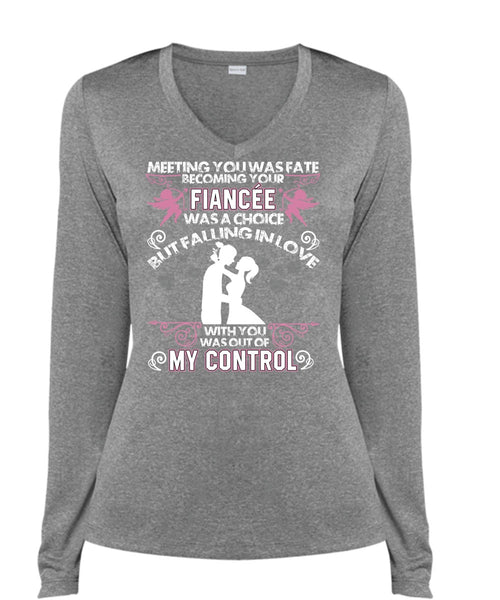 Becoming Your Fiancee Was A Choice T Shirt, Being A Husband T Shirt, Cool Shirt (Ladies LS Heather V-Neck)