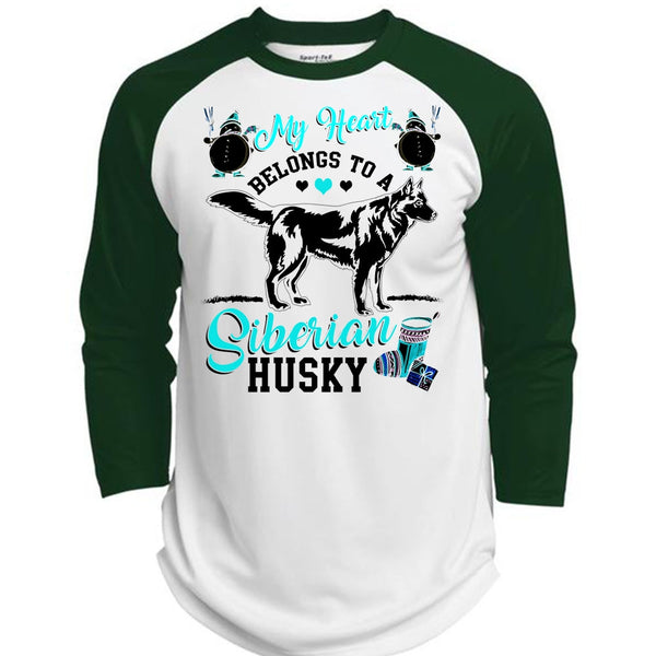 My Heart Belongs To A Siberian Husky T Shirt, I Love My Dog T Shirt, Awesome T-Shirts  (Polyester Game Baseball Jersey)