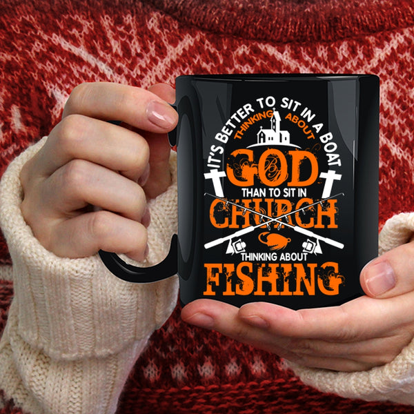 Thinking About Fishing Coffee Mug, Funny Fishing Coffee Cup