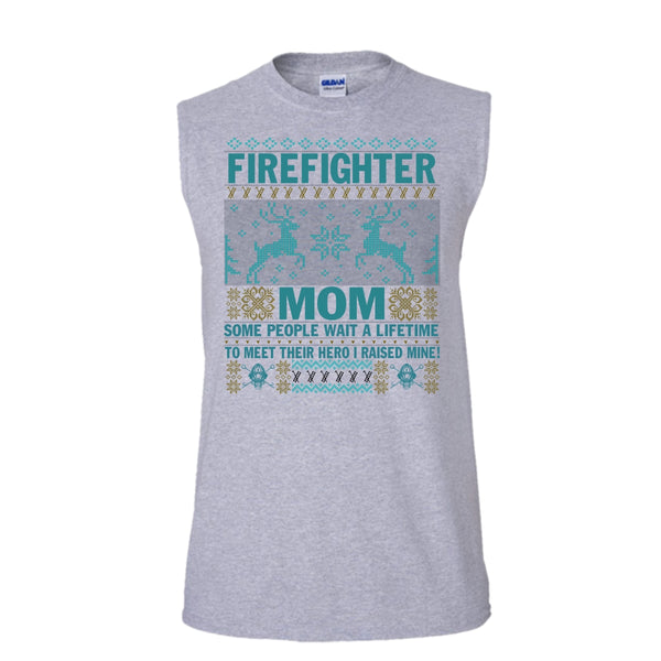 Firefighter Mom T Shirt, Merry Christmas Gift Tank Top (Men's Cotton Sleeveless)