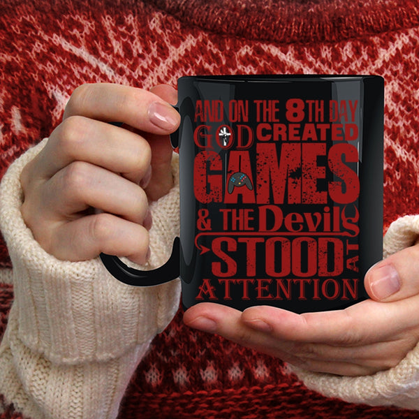 On The 8th Day God Created Games Coffee Mug, Cool Gamers Coffee Cup