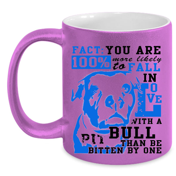 Cute Dogs Coffee Mug, Fall In Love With A Pit Bull Accent Mug