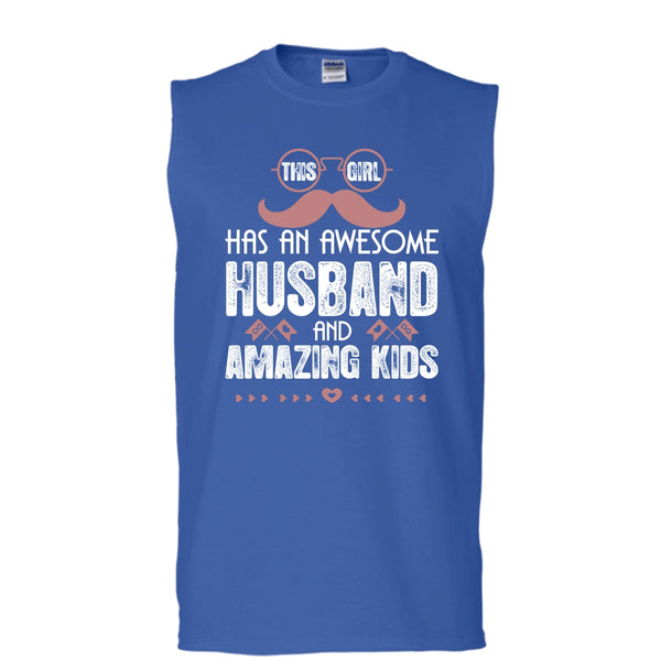 This Girl Has An Awesome Husband T Shirt, Husband T Shirt, Cool T Shirt (Men's Cotton Sleeveless)