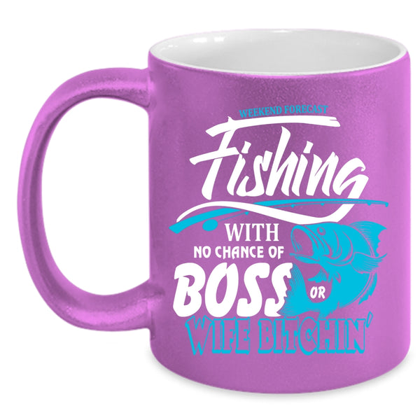 Weekend Forecast Fishing Coffee Mug, Cool Fisher Coffee Cup