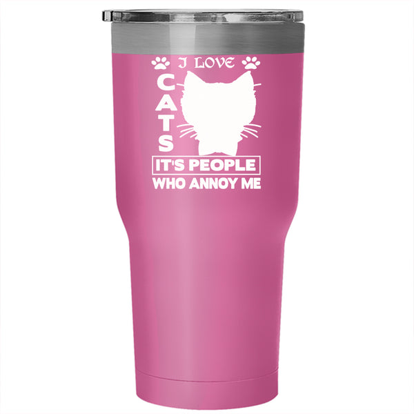 I Love Cats Tumbler 30 oz Stainless Steel, Cute Gift For Cat Lovers Travel Mug