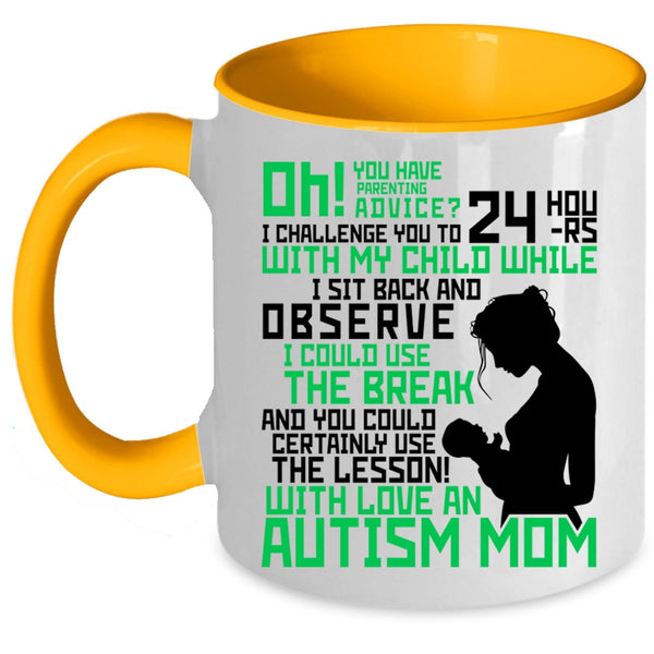 Cute Mom Coffee Mug, Love An Autism Mom Accent Mug