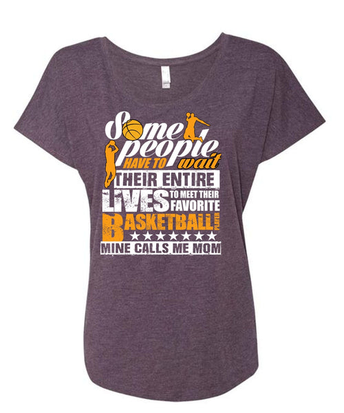 Favorite Basketball T Shirt, Calls Me Mom T Shirt, Cool Shirt (Ladies' Triblend Dolman Sleeve)