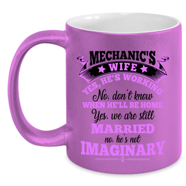 Cool Just Married Coffee Mug, Mechanic's Wife Accent Mug