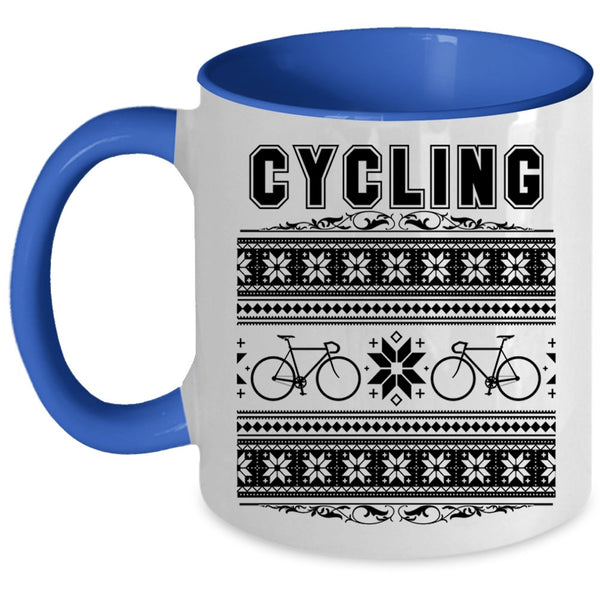 I Love Christmas  Coffee Mug, Cycling Accent Mug