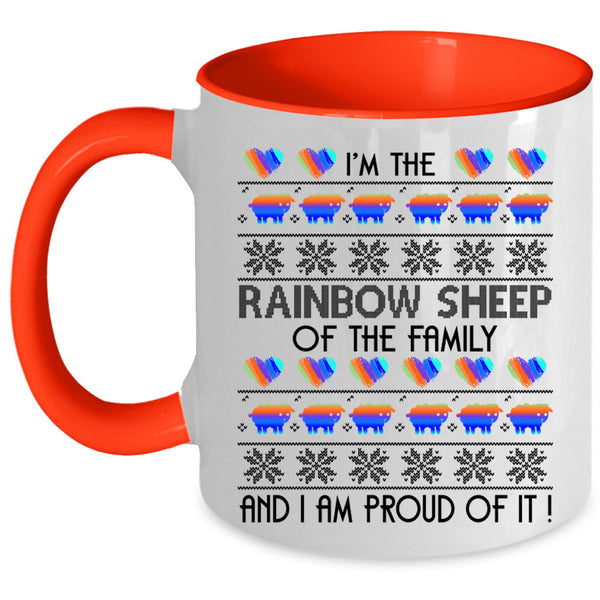 I Am Proud Of It Coffee Mug, Rainbow Sheep Of The Family Accent Mug