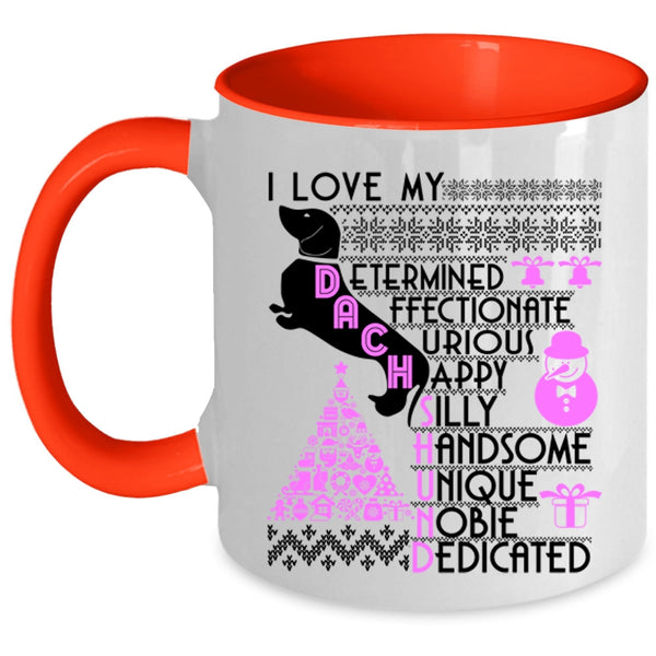 Cute Christmas Coffee Mug, I Love My Duchshund Accent Mug