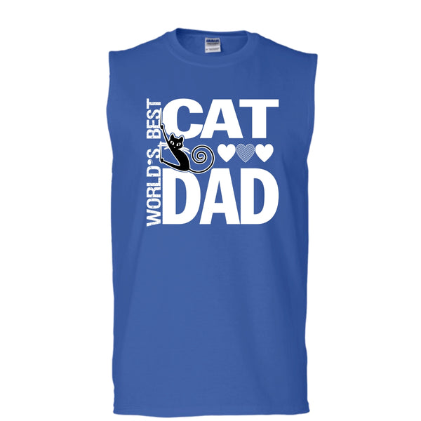 World's Best Cat Dad Shirt, Father's Day Shirt (Men's Cotton Sleeveless)