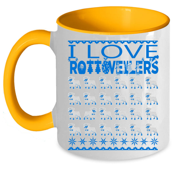 Christmas Gift For Dog Lovers Coffee Mug, I Love Rottweilers Accent Mug