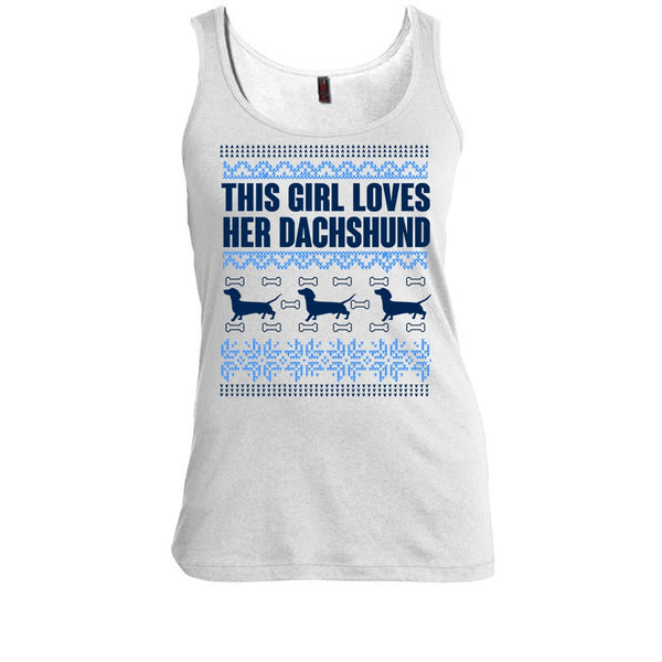 This Girl Loves Her Dachshund T Shirt, Coolest Merry Christmas Tank Top
