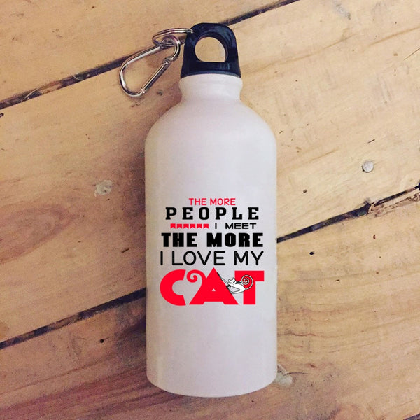 The More People I Meet I Love My Cat 20 oz Stainless Steel Bottle,Cute Cats Outdoor Sports Water Bottle