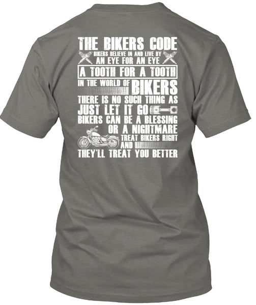 The Bikers Code T Shirt, World Of Biker T Shirt