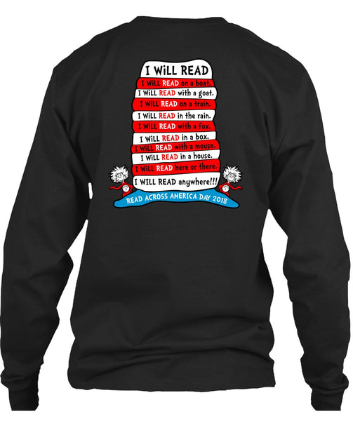Dr. Seuss T Shirt, I Will Read On Boat T Shirt, The Cat in the Hat T Shirt, I Will Read Anywhere T Shirt