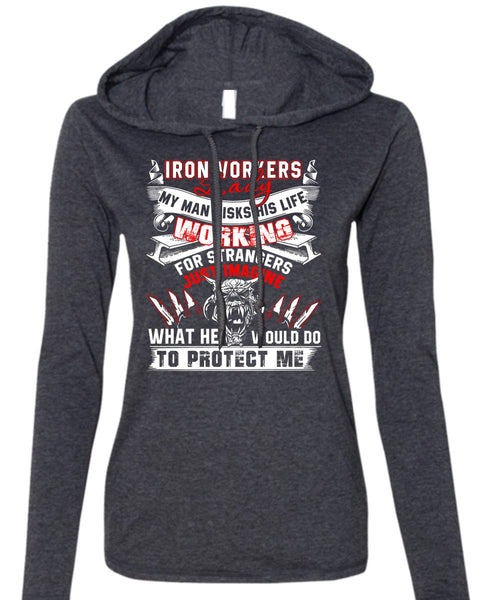Ironworkers Lady T Shirt, I Love Ironworker T Shirt (Anvil Ladies Ringspun Hooded)