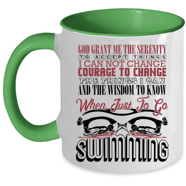 Funny Swimming Coffee Mug, Just To Go Swimming Accent Mug