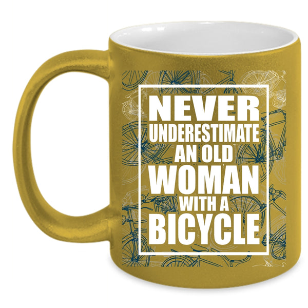 An Old Woman With A Bicycle Coffee Mug, Funny Grandmas Coffee Cup