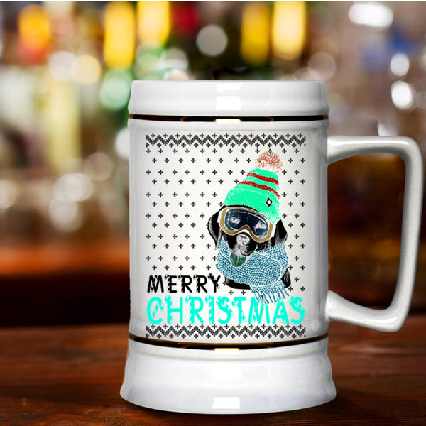 Cute Gift For Dog Lovers Beer Stein 22oz, Merry Christmas Beer Mug