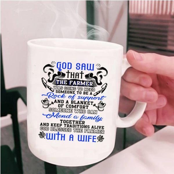 The Farmer With A Wife Coffee Mug, Farmer Cup