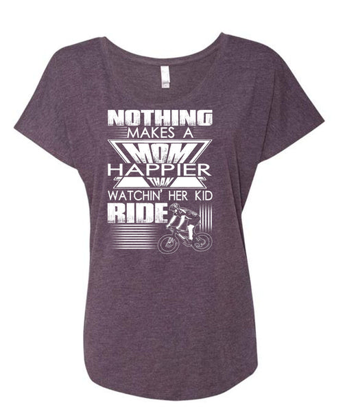 Nothing Makes A Mom T Shirt, Watching Her Kid Ride T Shirt, Cool Shirt (Ladies' Triblend Dolman Sleeve)