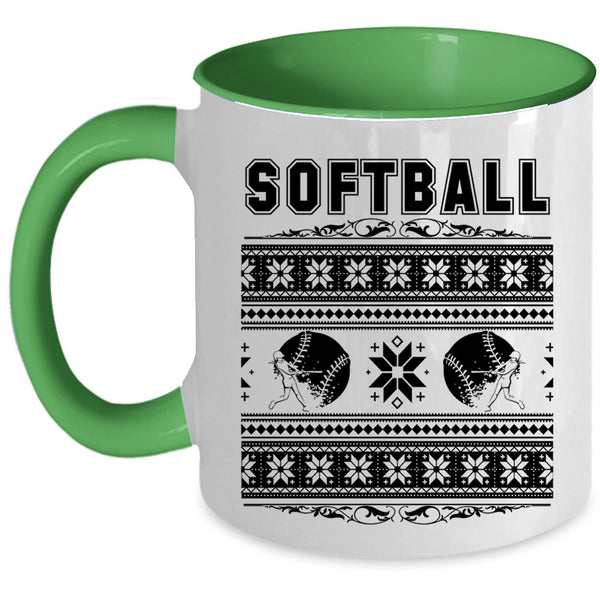 Xmas Gift For Softball Player Coffee Mug, Softball Accent Mug
