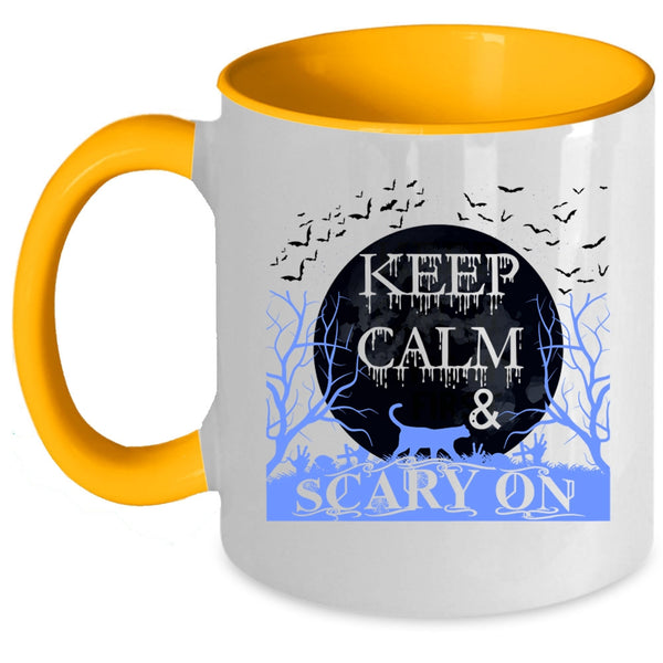 Funny Halloween Coffee Mug, Keep Calm And Scary On Accent Mug