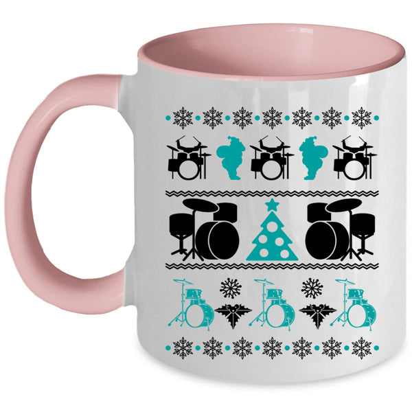 Ugly Christmas Coffee Mug, Cute Drummer Accent Mug