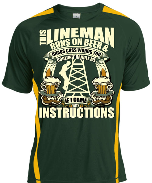 This Lineman Runs On Beer T Shirt, I Came With Instructions T Shirt, Cool Shirt