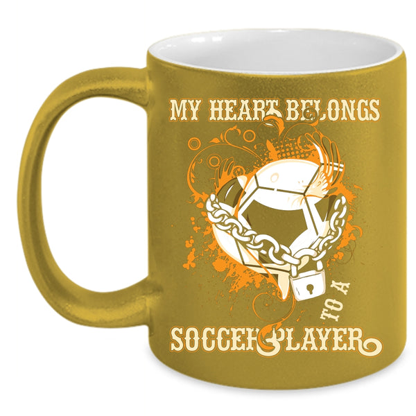 My Heart Belongs To A Soccer Player Coffee Mug, Cute Love Coffee Cup