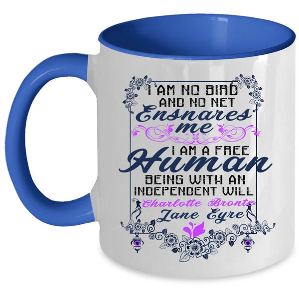 I Am A Free Human Coffee Mug, I Am No Bird And No Net Accent Mug