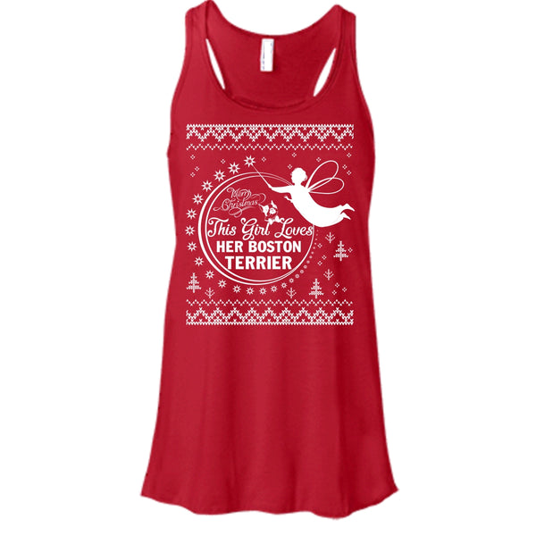 Merry Christmas T Shirt, This Girl Loves Her Boston Terrier T Shirt, Cool T Shirt