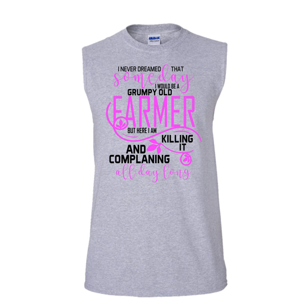 I'd Be A Grumpy Old Farmer T Shirt, I'm A Farmer T Shirt, Awesome t-shirts (Men's Cotton Sleeveless)