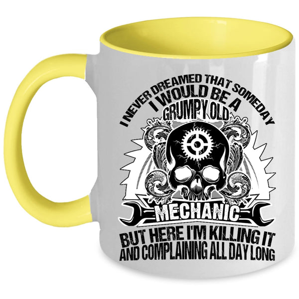 Best Gift For My Grandpa Coffee Mug, I Would Be A Grumpy Old Mechanic Accent Mug