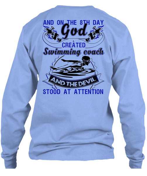 God Created Swimming Coach T Shirt, I Love Swimming T Shirt