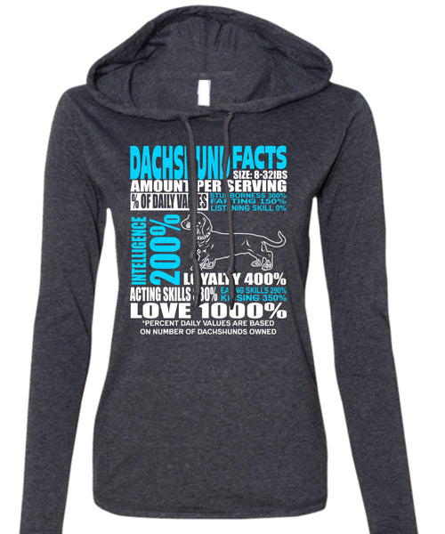 Dachshund Facts T Shirt, Dachshund Owned T Shirt (Anvil Ladies Ringspun Hooded)