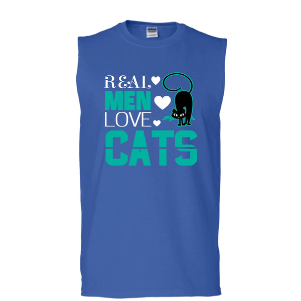 Real Men Love Cat Shirt, I Love My Cat Shirt (Men's Cotton Sleeveless)